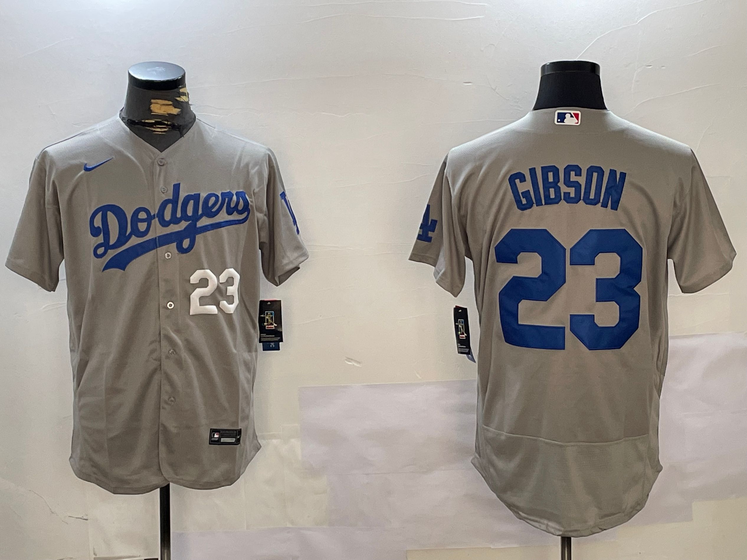 Men Los Angeles Dodgers #23 Gibson Grey Elite 2024 Nike MLB Jersey style 12161